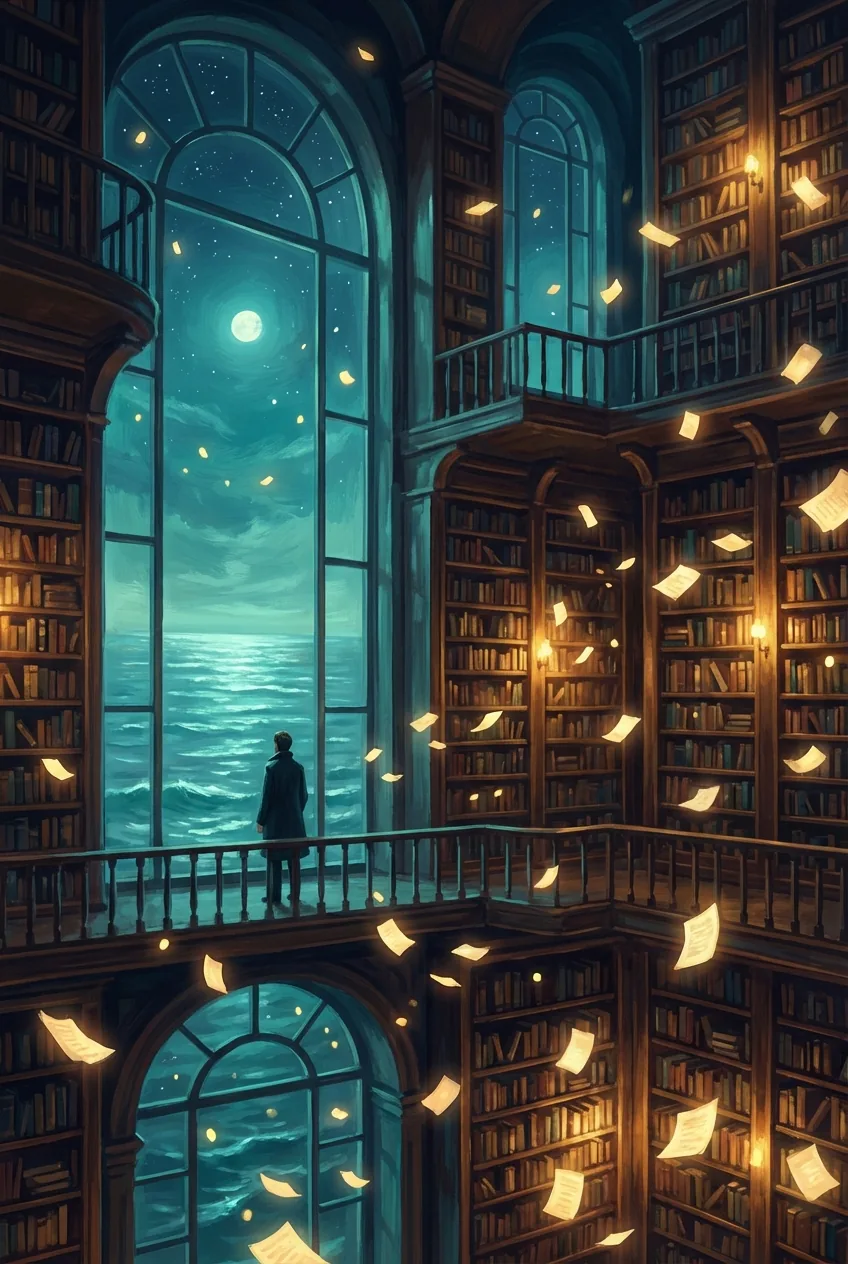 静海图书馆的叙事场景海报